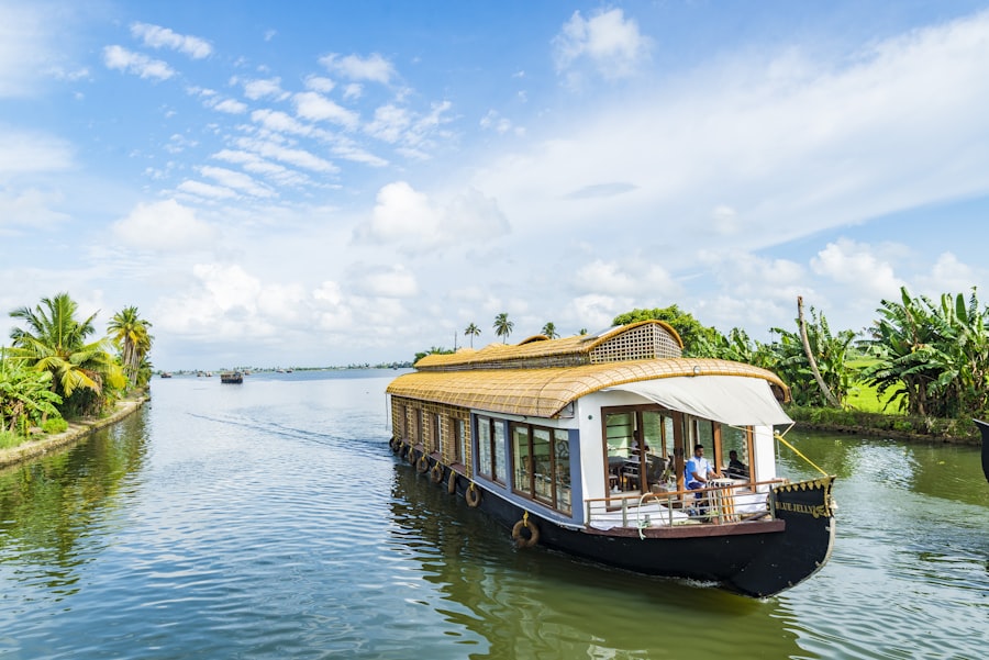 A kettuvallam houseboat on the Kerala backwaters at Alleppey