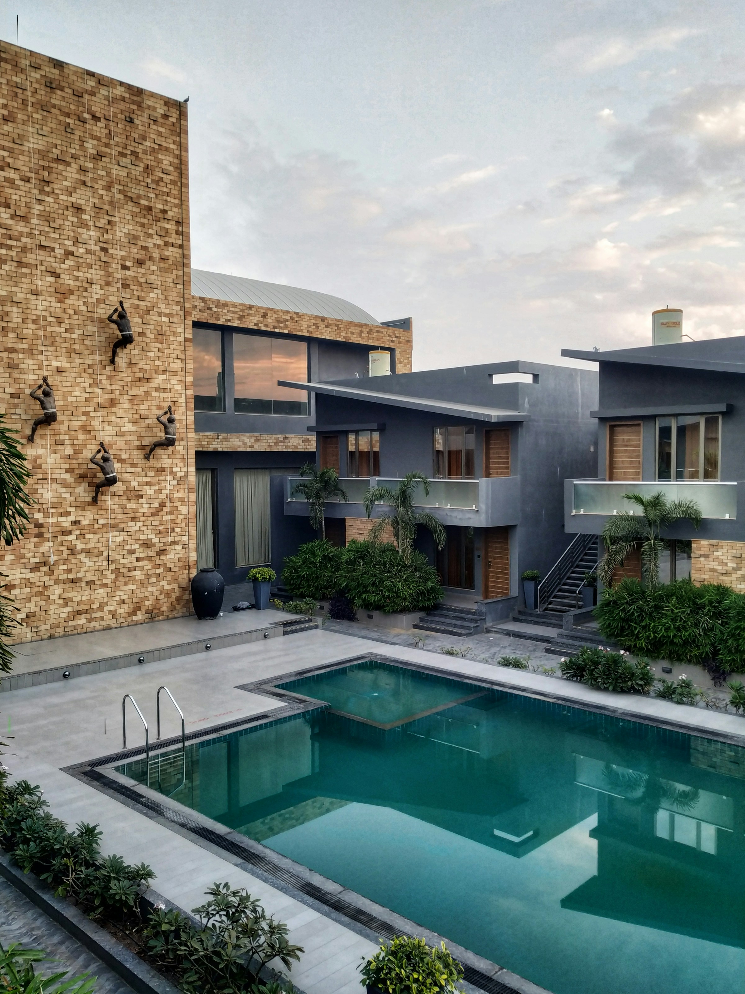 A boutique concrete villa with a private pool