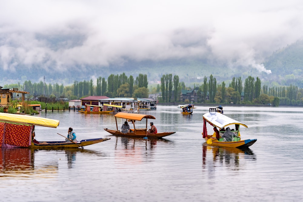 A houseboat on Dal Lake in Kashmir in winter